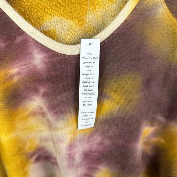 LOGO Lounge by Lori Goldstein Sweatshirt Yellow Hand died Tie Dye Size 3X NWT - Picture 4 of 5